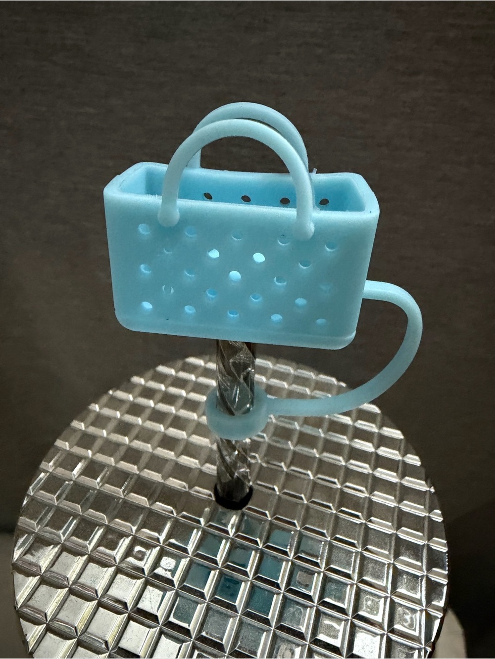 Light Blue Silicone Mini Tote Charm